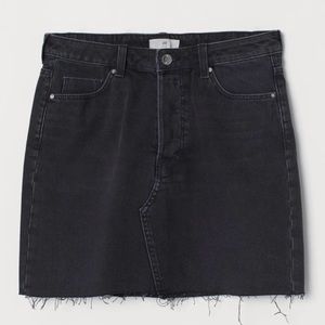 Black H&M Raw Hem Denim Skirt